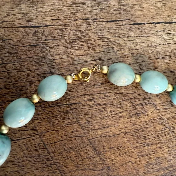 Pale Blue Large Bead Choker Necklace Lightweight Faux Pearl Betty Rubble - Picture 7 of 10